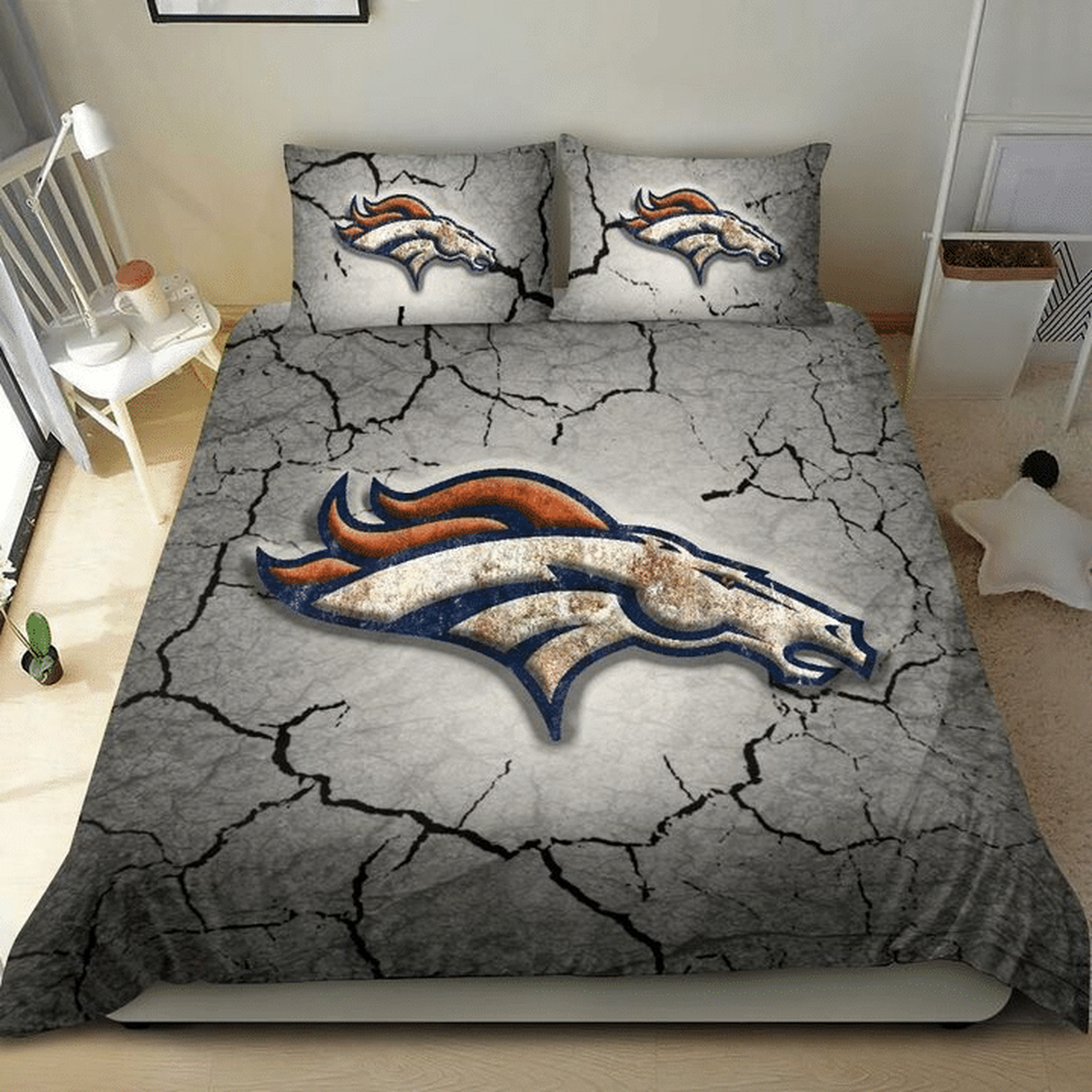 Denver Broncos W140922 NFL Football Team Bedding Set Duvet Cover With Pillowcase Home Decor Gift For NFL Lovers