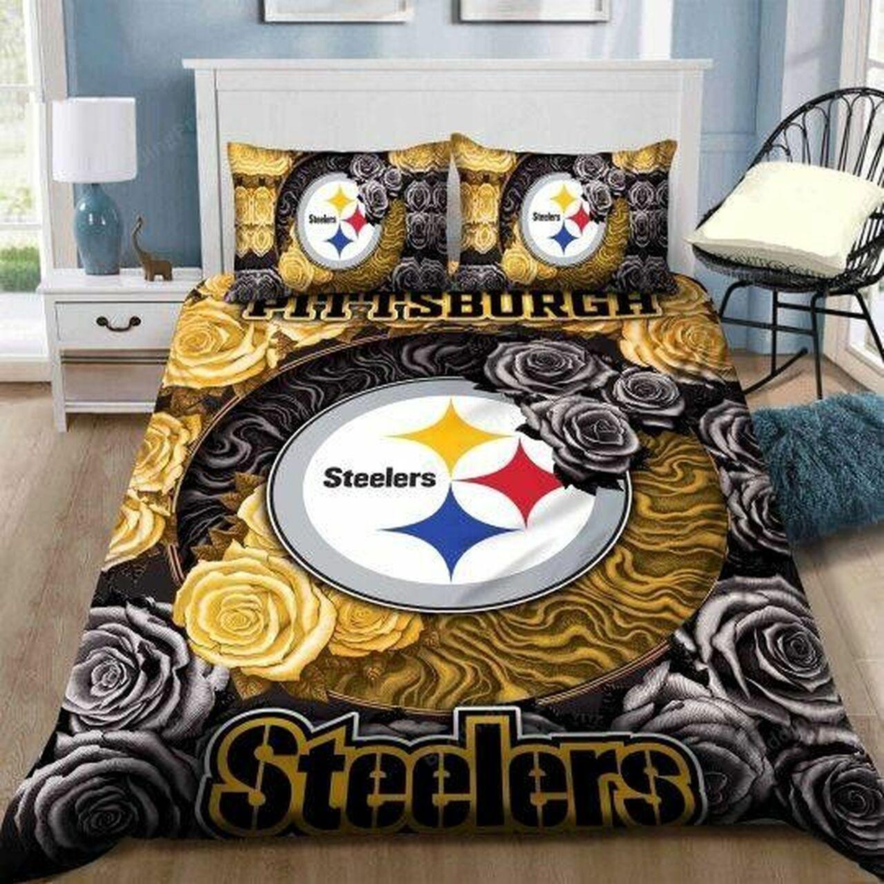 Pittsburgh Steelers Bedding Set Duvet Cover With Pillowcase Home Decor Gift For NFL Lovers