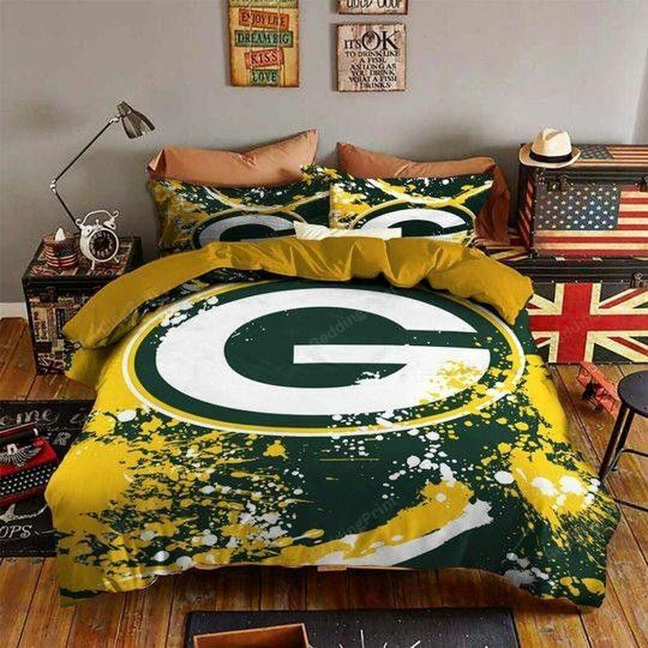 Green Bay Packers Logo 3D Printed Bedding Set Duvet Cover With Pillowcase Home Decor Gift For NFL Lovers