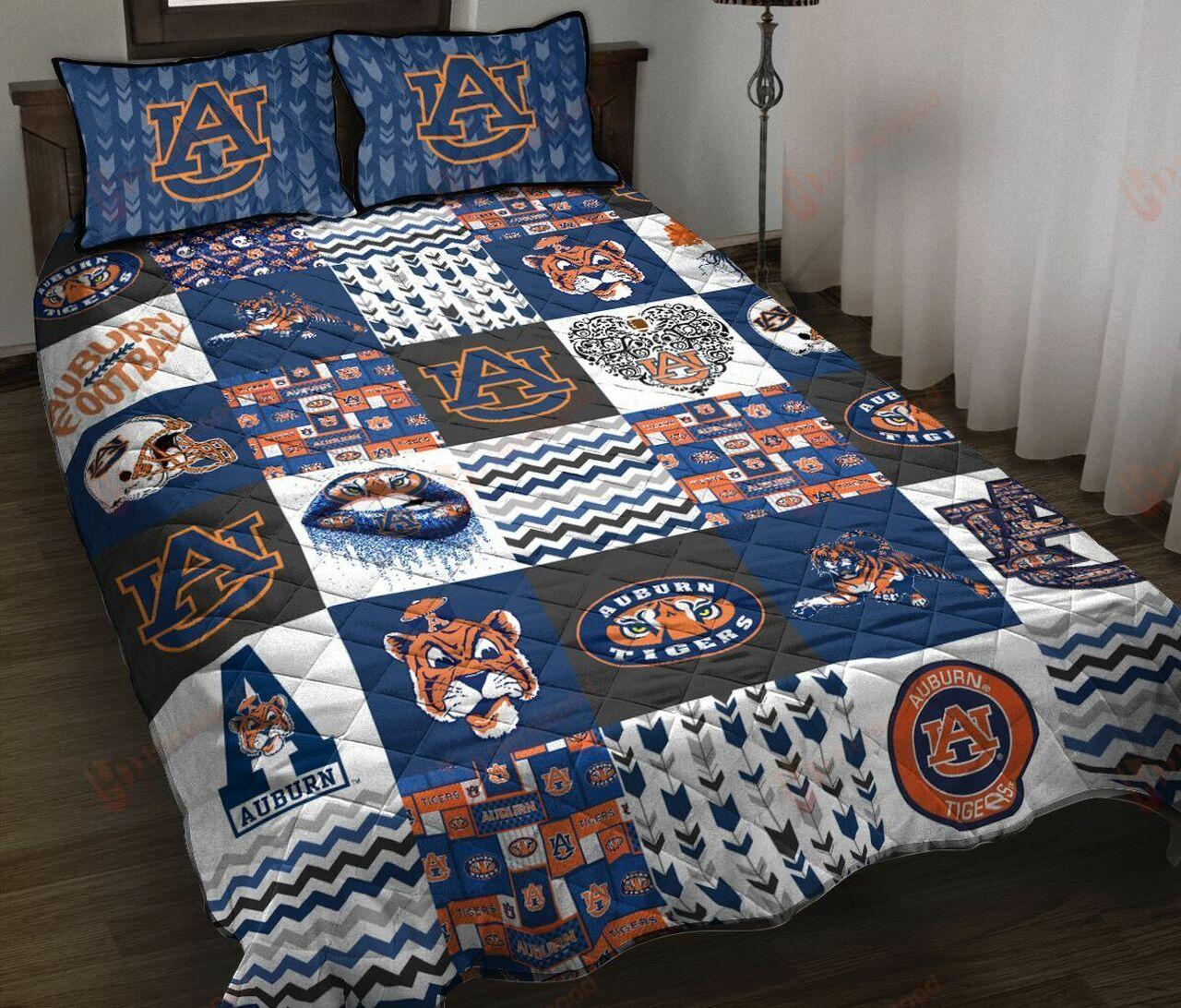 Auburn Tigers Quilt Tn301110 NCAA Football Team Bedding Set Duvet Cover With Pillowcase Home Decor Gift For NCAA Lovers