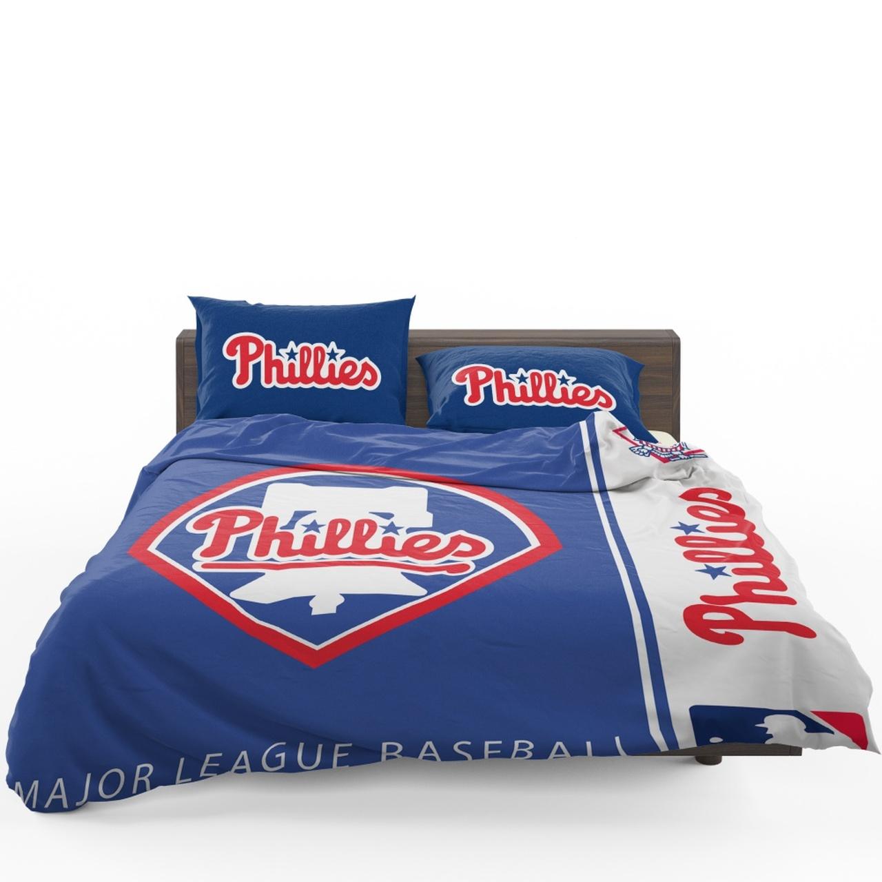 Philadelphia Phillies Mlb Baseball National League Bedding Set Duvet Cover With Pillowcase Home Decor Gift For MLB Lovers