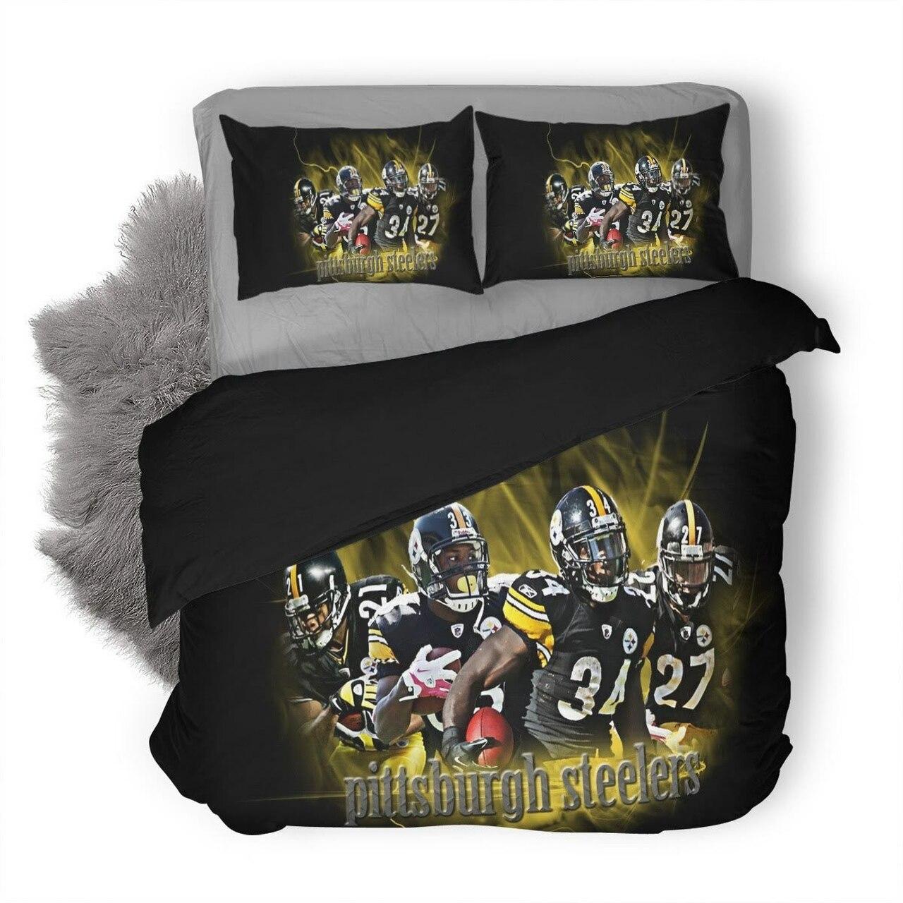 Nfl Pittsburgh Steelers Bedding Set Duvet Cover With Pillowcase Home Decor Gift For NFL Lovers