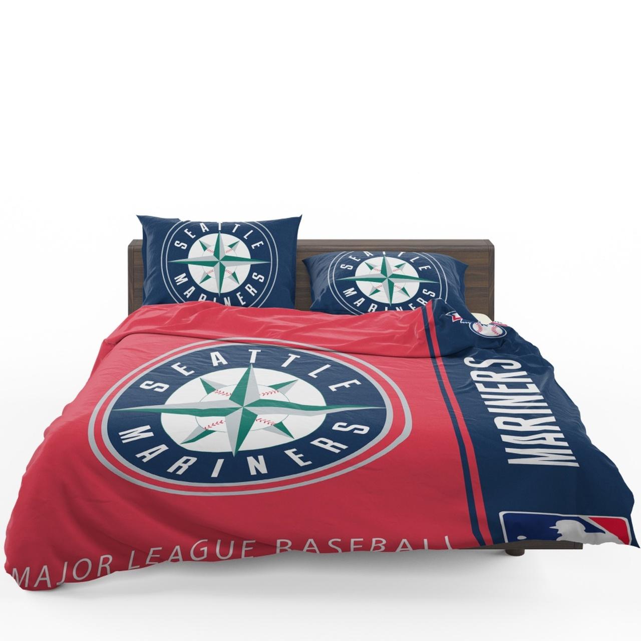 Seattle Mariners Mlb Baseball American League Bedding Set Duvet Cover With Pillowcase Home Decor Gift For MLB Lovers