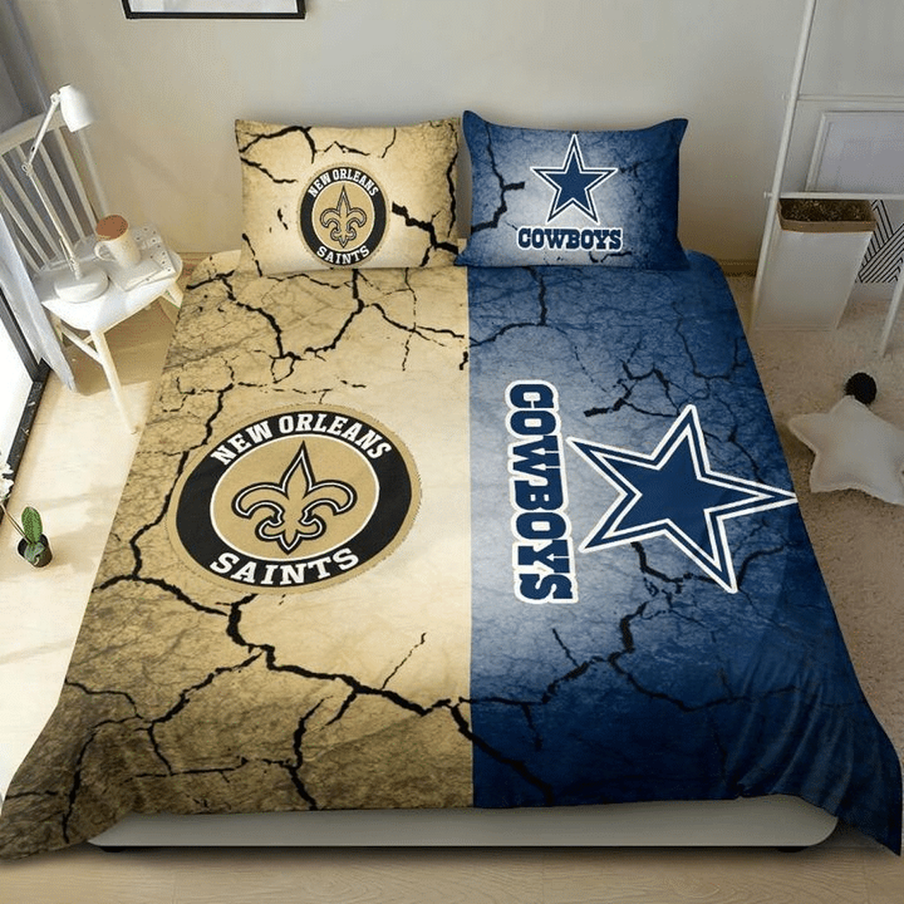 New Orleansaints X Cowboys W140921 NFL Football Team Bedding Set Duvet Cover With Pillowcase Home Decor Gift For NFL Lovers