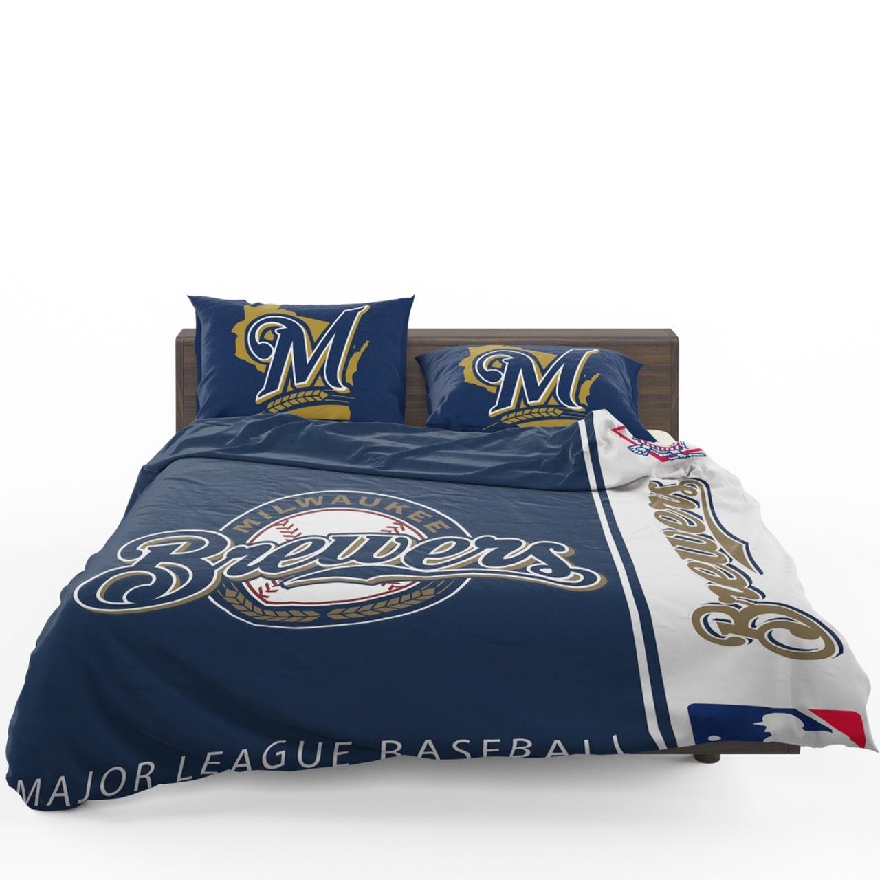 Milwaukee Brewers Mlb Baseball National League Bedding Set Duvet Cover With Pillowcase Home Decor Gift For MLB Lovers