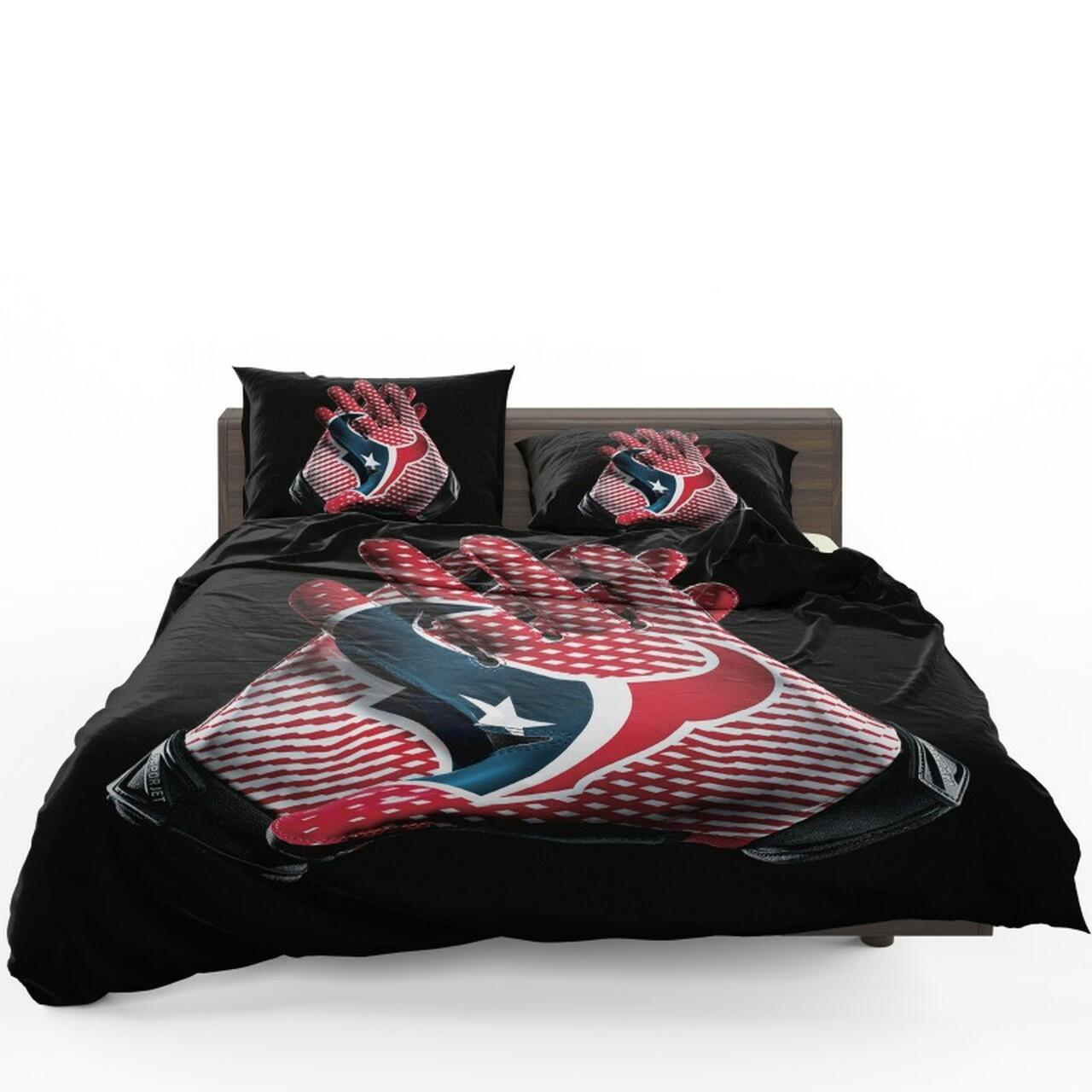 Nfl Houston Texans Football Logo Hands Bedding Set Duvet Cover With Pillowcase Home Decor Gift For NFL Lovers