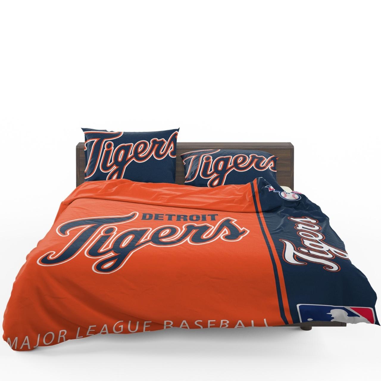 Detroit Tigers Mlb Baseball American League Bedding Set Duvet Cover With Pillowcase Home Decor Gift For MLB Lovers