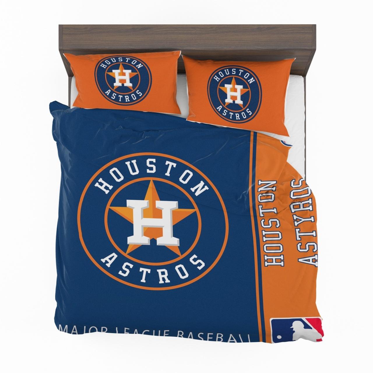 Houston Astros Mlb Baseball American League Bedding Set Duvet Cover With Pillowcase Home Decor Gift For MLB Lovers