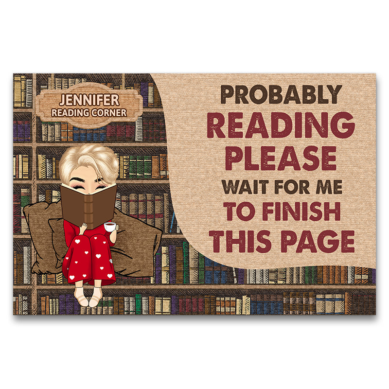 Reading Chibi Girl Reading Corner Custom Doormat