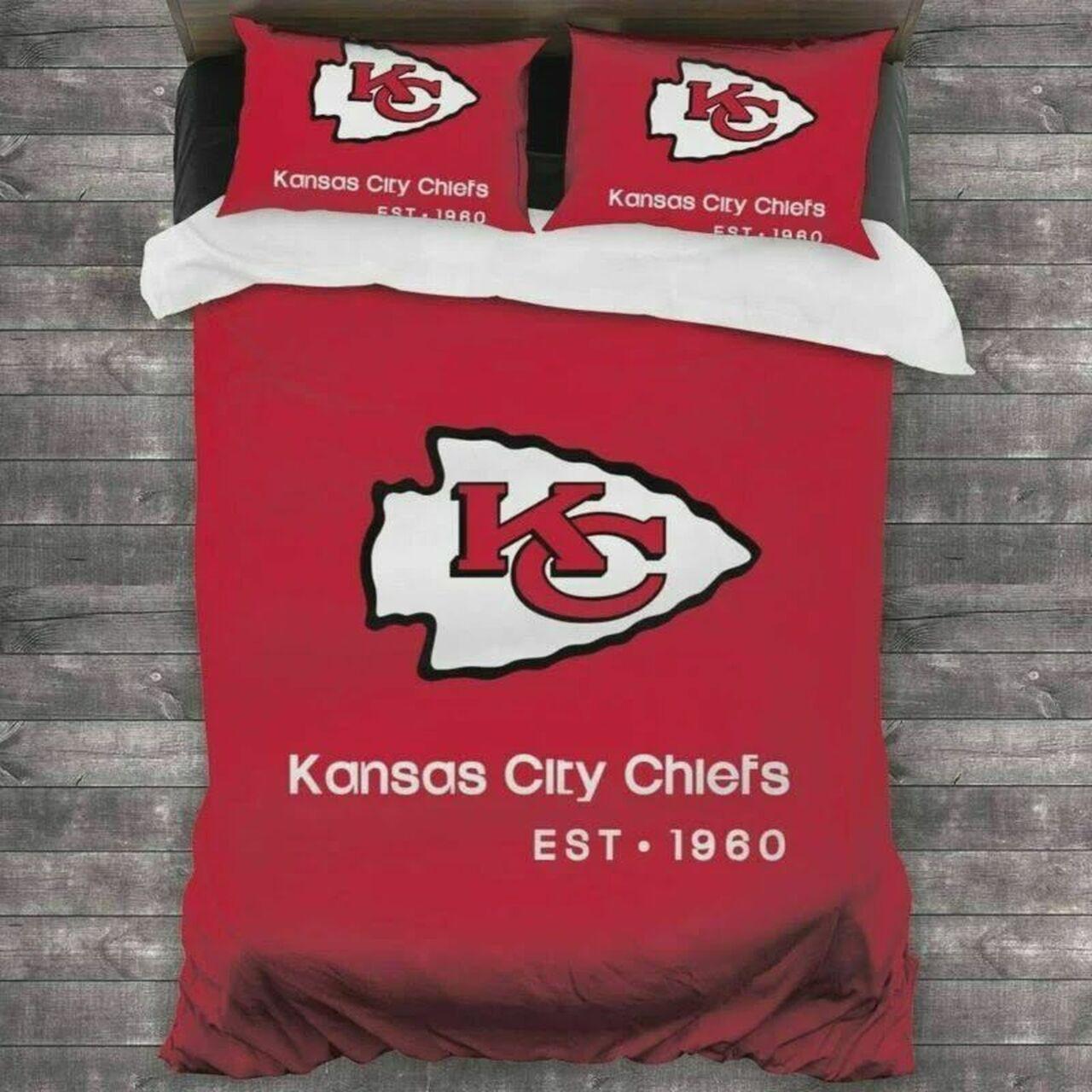 Kansas City Chiefs Fans Nfl Team Bedding Set Duvet Cover With Pillowcase Home Decor Gift For NFL Lovers