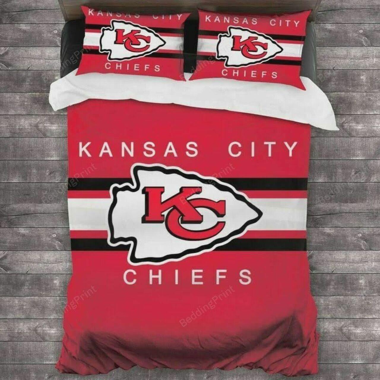 Kansas City Chiefs Football Pillowcases NFL Football Team Bedding Set Duvet Cover Home Decor Gift For NFL Lovers