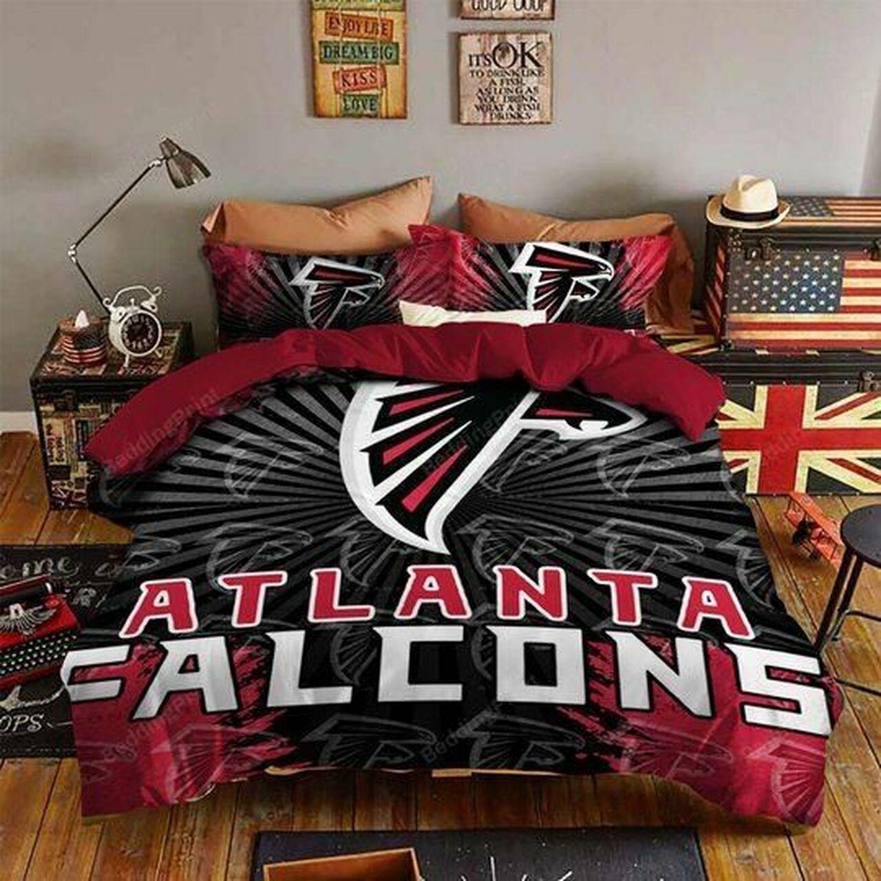 Atlanta Falcons 3D Logo With Iconic Colors NFL Football Team Bedding Set Duvet Cover Home Decor Gift For NFL Lovers