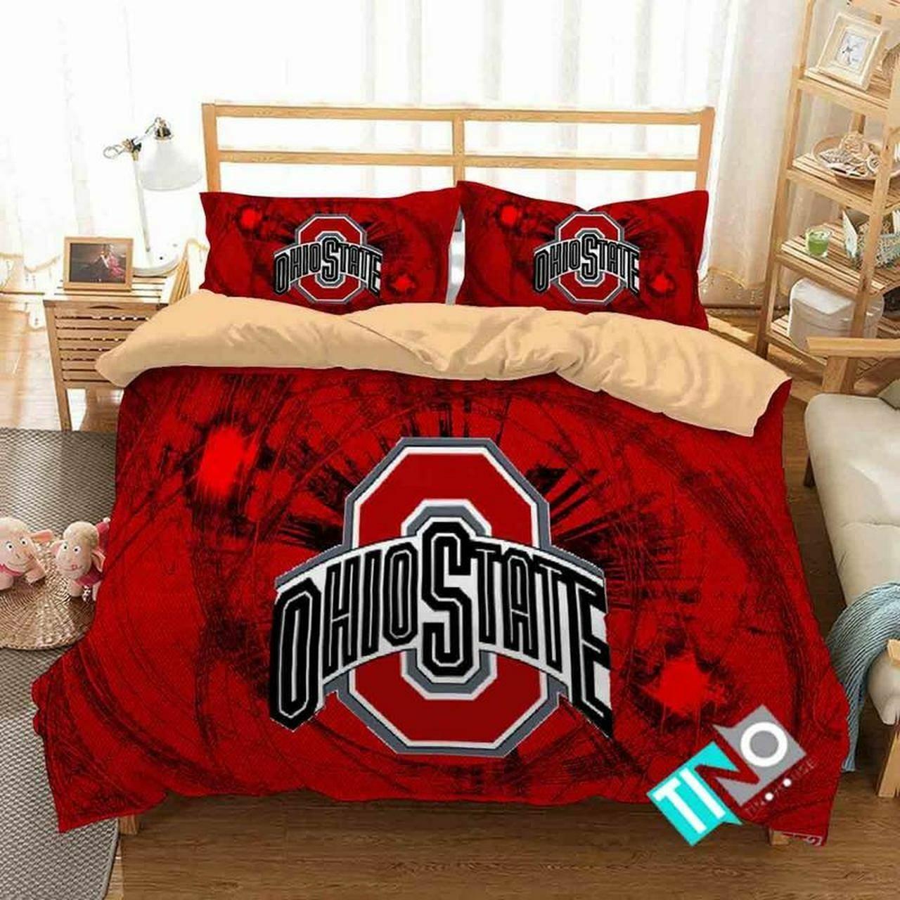 Ncaa Ohiotate Buckeyes 3 Logo Bedding Set Duvet Cover With Pillowcase Home Decor Gift For NCAA Lovers