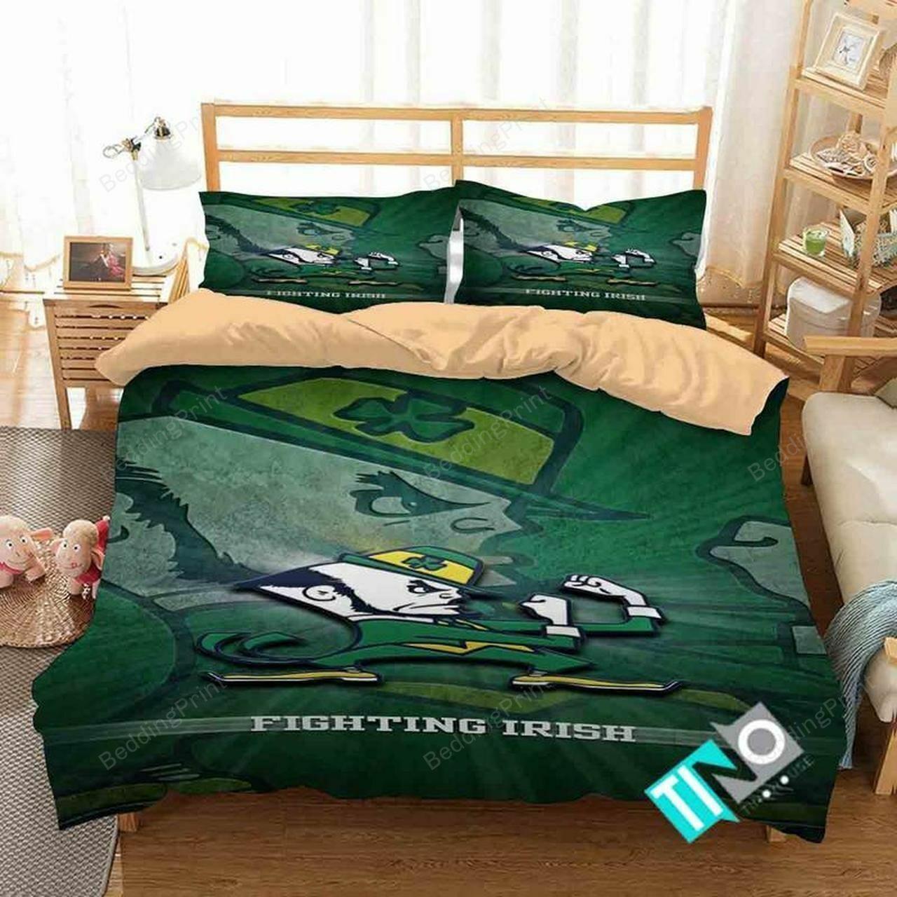 Ncaa Notre Dame Fighting Irish 1 Logo Bedding Set Duvet Cover With Pillowcase Home Decor Gift For NCAA Lovers