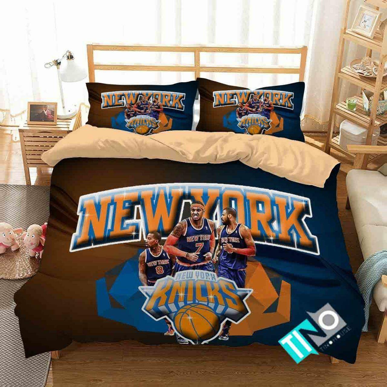 Nba New York Knicks4 Logo 3Ds N Basketball Team Bedding Set Duvet Cover Gift For NBA Lover