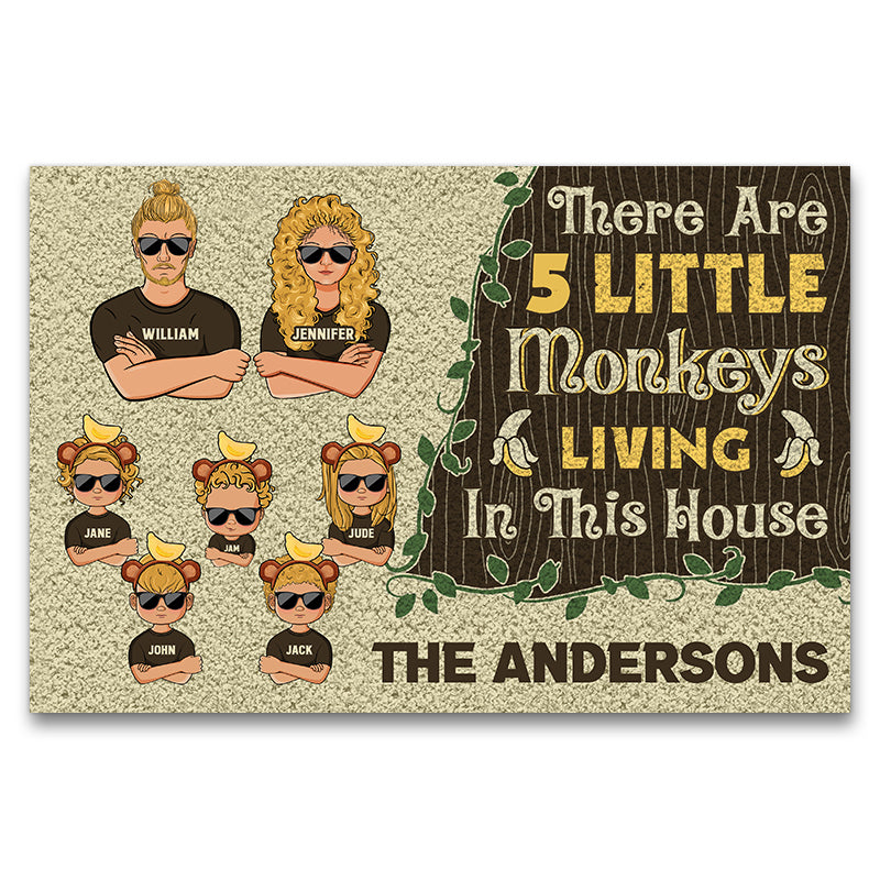 Little Monkeys Family Gift For Parents Custom Doormat