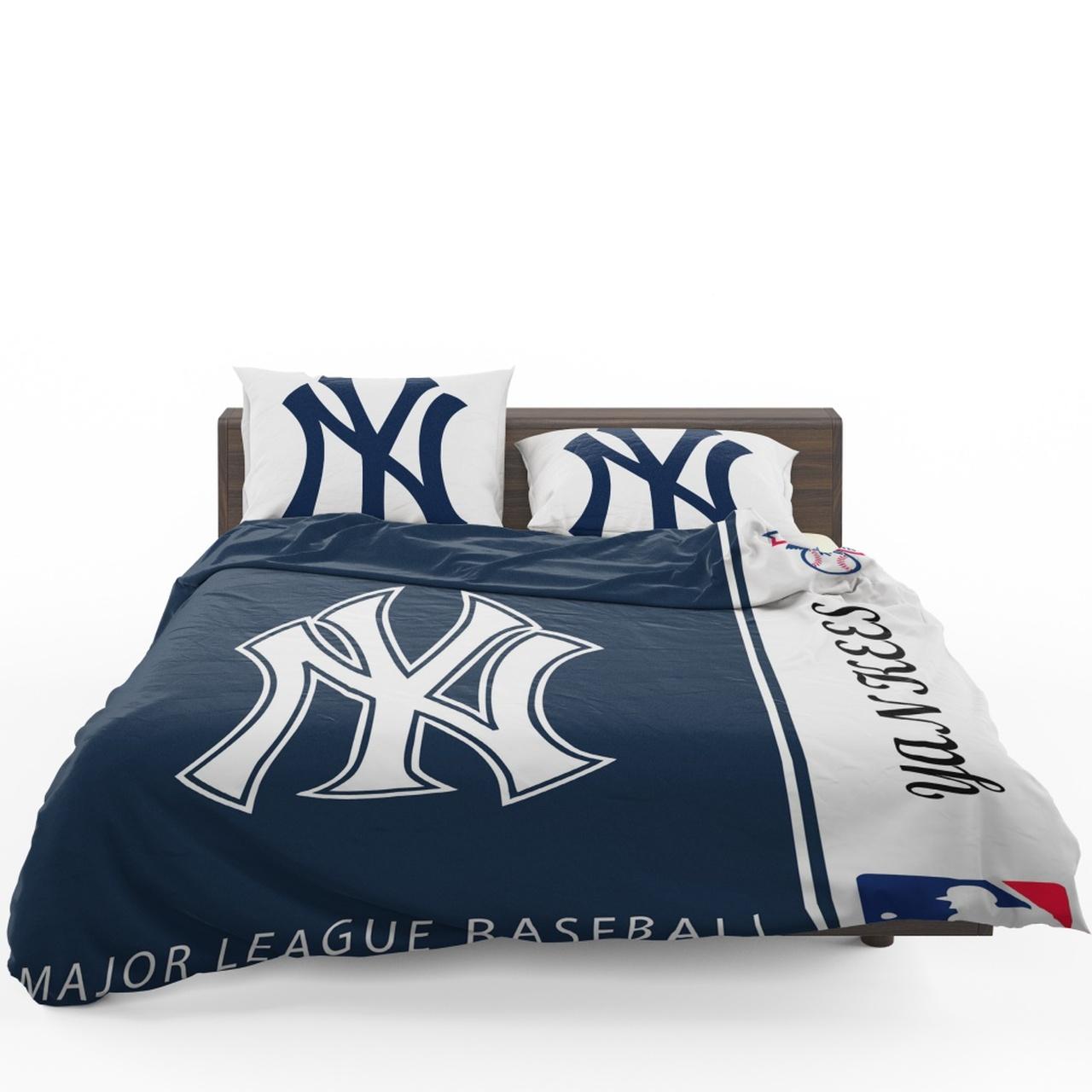 New York Yankees Mlb Baseball American League Bedding Set Duvet Cover With Pillowcase Home Decor Gift For MLB Lovers