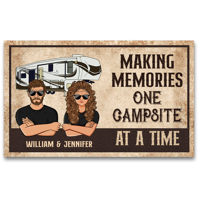 Making Memories One Campsite At A Time Camping Couple Gift Custom Doormat