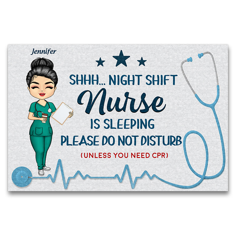 Night Shift Nurse Sleeping Gift For Nurse Custom Doormat