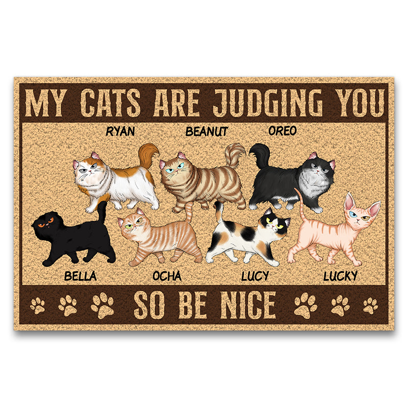 My Cats Are Judging You Gift For Cat Lovers Custom Doormat