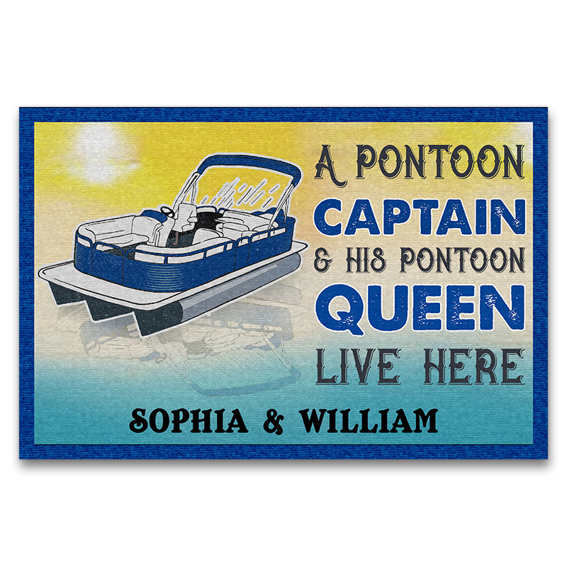 Pontoon Captain And His Pontoon Queen Custom Doormat
