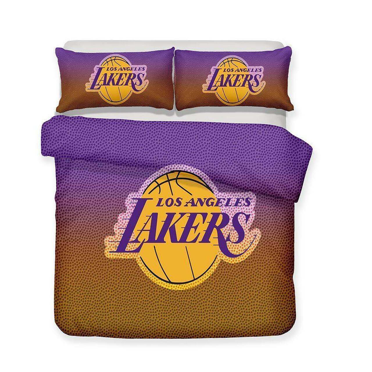 Nba Basketball Los Angeles Lakers Logo Nbas Bohemian Bedding Set Duvet Cover Basketball Home Decor For Fans