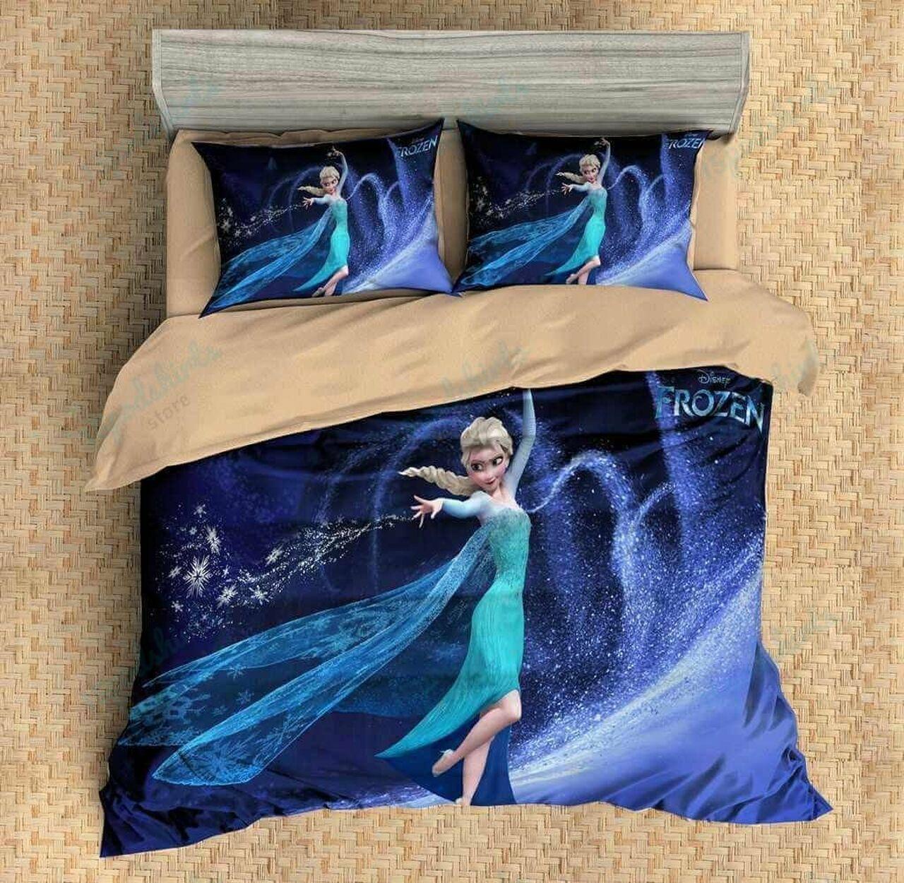 Frozen Elsa Characters Amazing Disney Room Decor Bedding Set Duvet Cover With Pillowcase Meaningful Gift For Kids Friend Family Member Holiday Gift