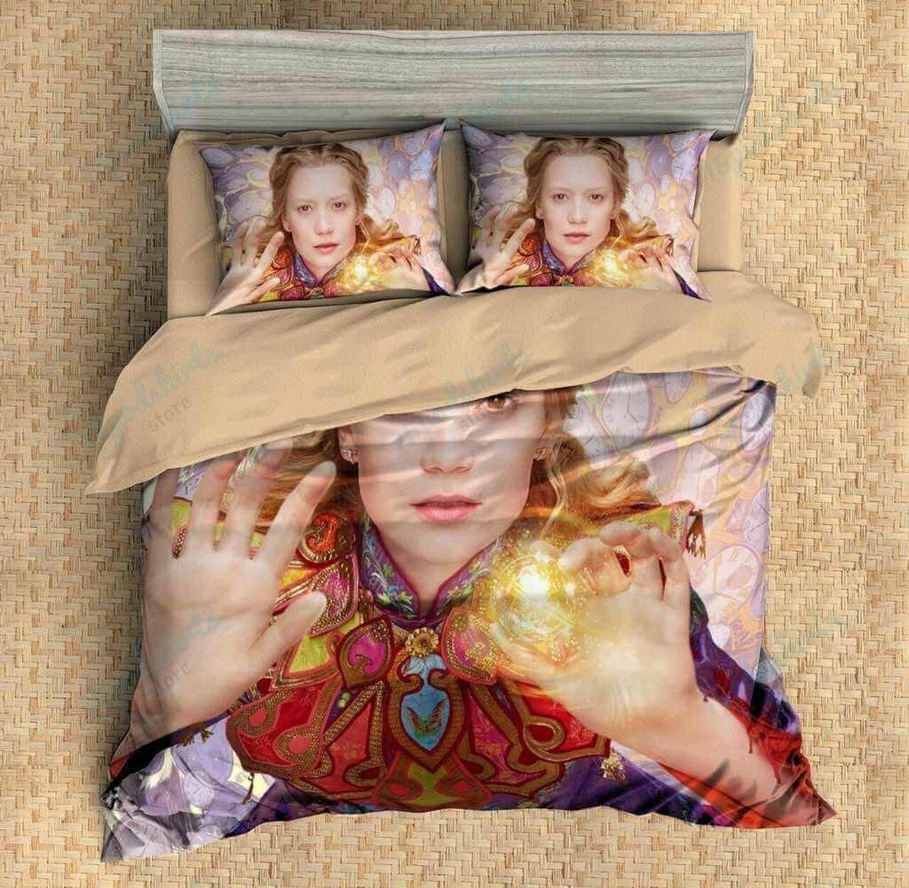 Customize Alice In Wonderlandet 3Pcs Bedlinenheet Pillowcases Amazing Disney Room Decor Duvet Cover Bedding Set Meaningful Gift For Kids Friend Family Member Holiday Gift