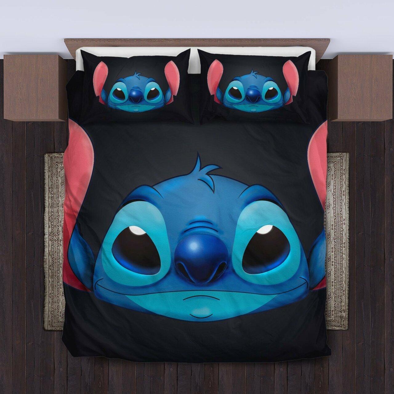 Cute Stitch Amazing Room Decor For Disney Fan Bedding Set Duvet Cover Meaningful Gift For Halloween Christmas