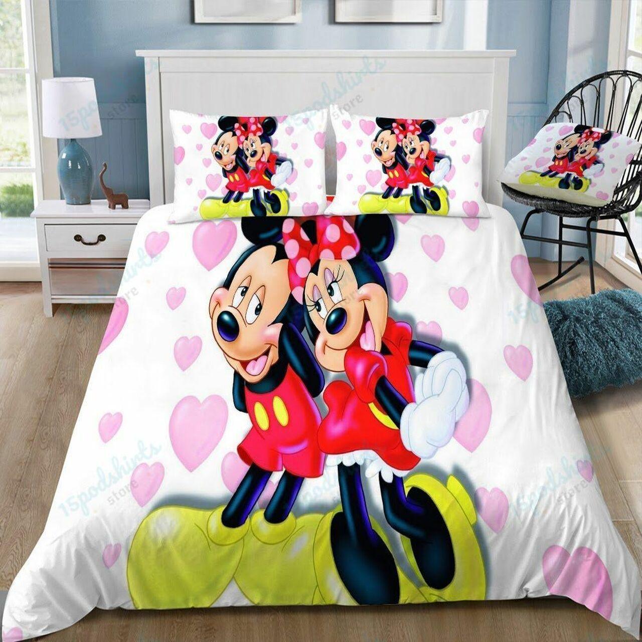 Disney Mickey And Minnie 6 Beautiful Decor For Disney Fan Bedding Set Duvet Cover Meaningful Gift For Love
