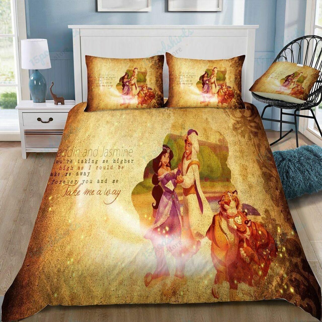 Disney Aladdin And Jasmine 37 Beautiful Decor For Disney Fan Bedding Set Duvet Cover Meaningful Gift For Love
