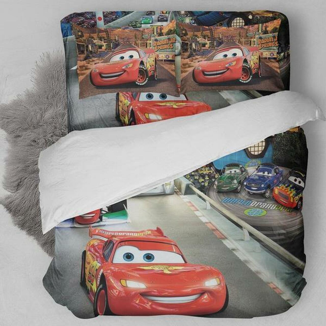 Cars Animation Amazing Room Decor For Disney Fan Bedding Set Duvet Cover Meaningful Gift For Halloween Christmas