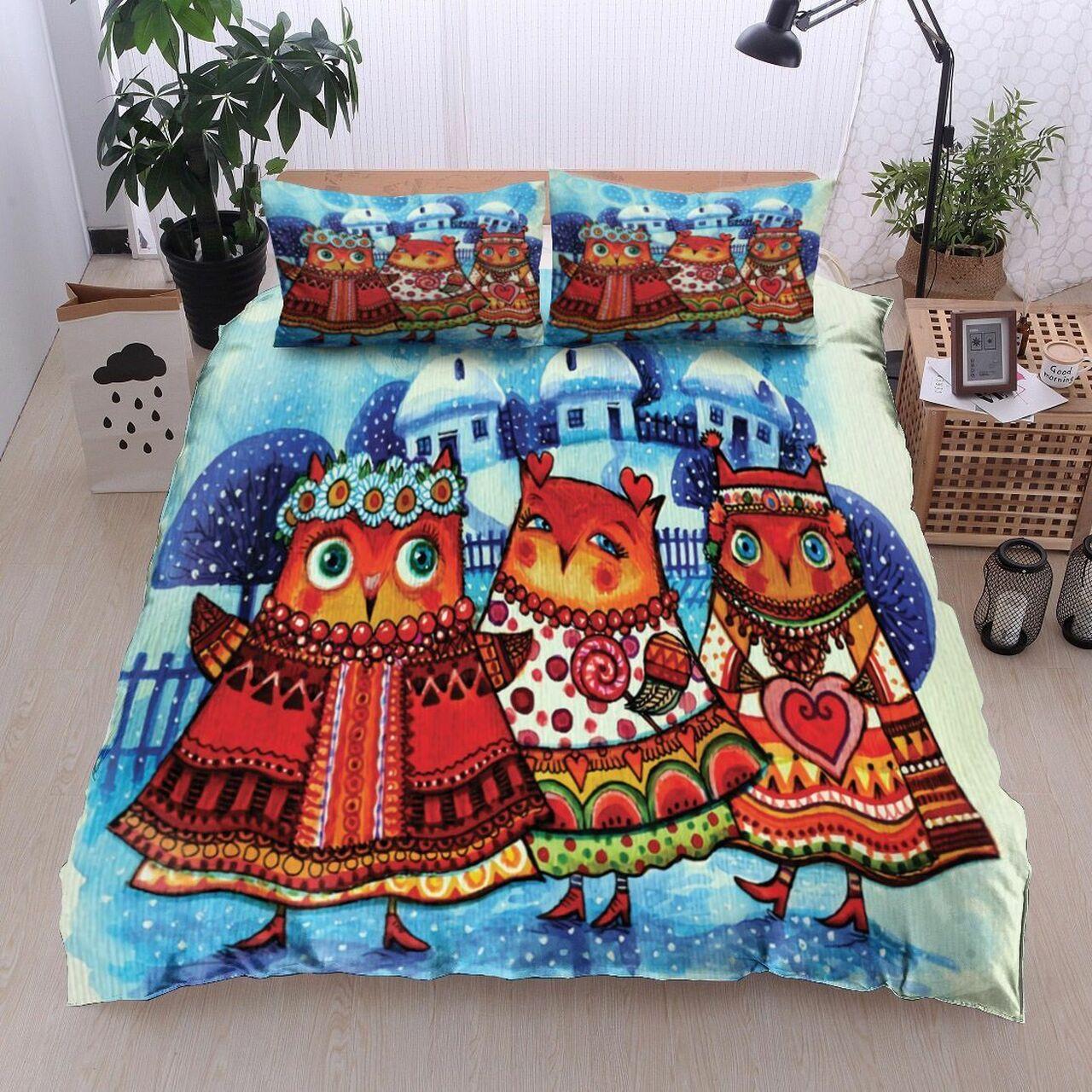Christmas Owl Bt1611035BsAmazing Christmas Bedroom Decor Duvet Cover Bedding Set With Pillowcase Meaningful Gift For Friend Holiday Season Christmas Gift