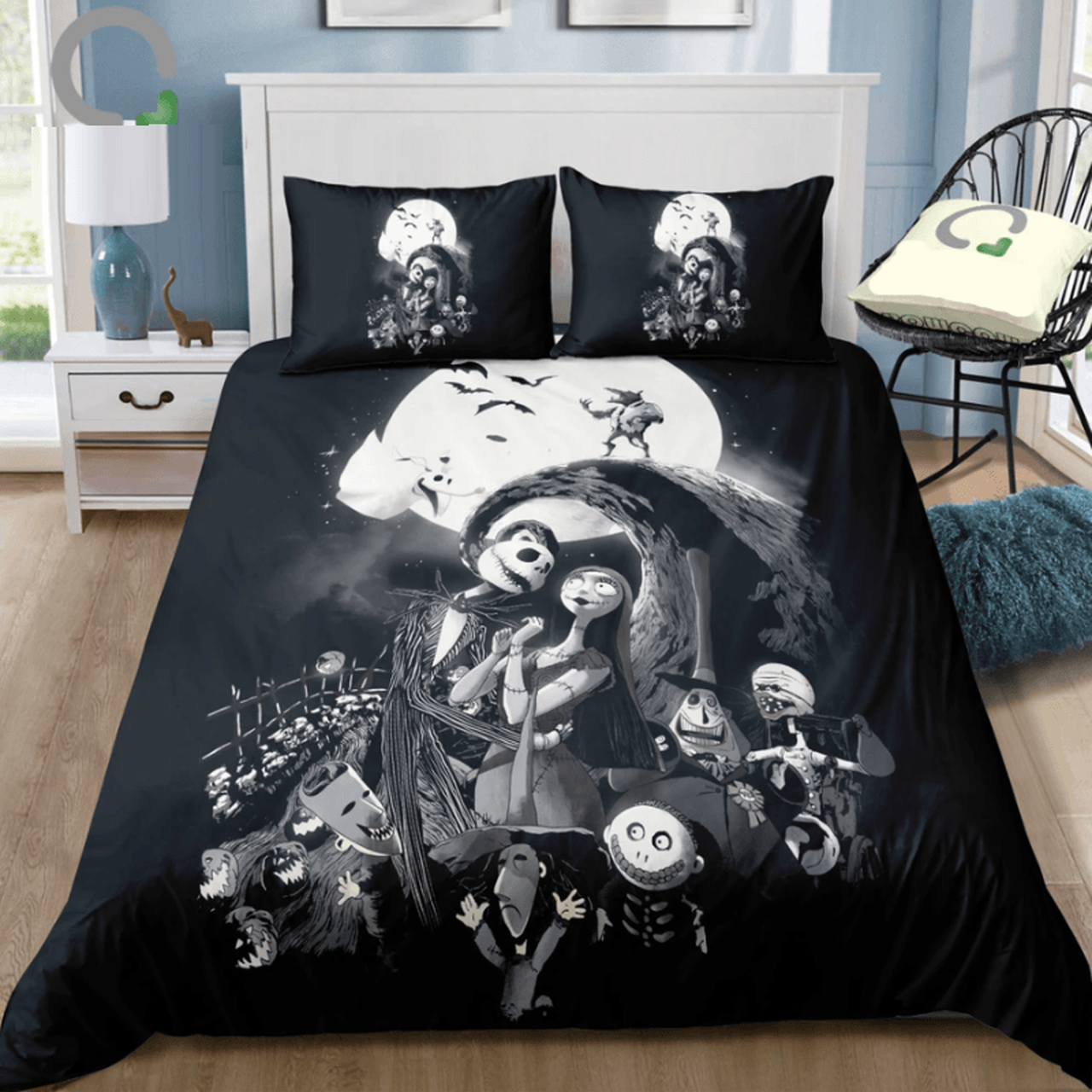 The Nightmare Before Christmas Microfiber Amazing Room Decor For Disney Fan Bedding Set Duvet Cover Meaningful Gift For Halloween Christmas