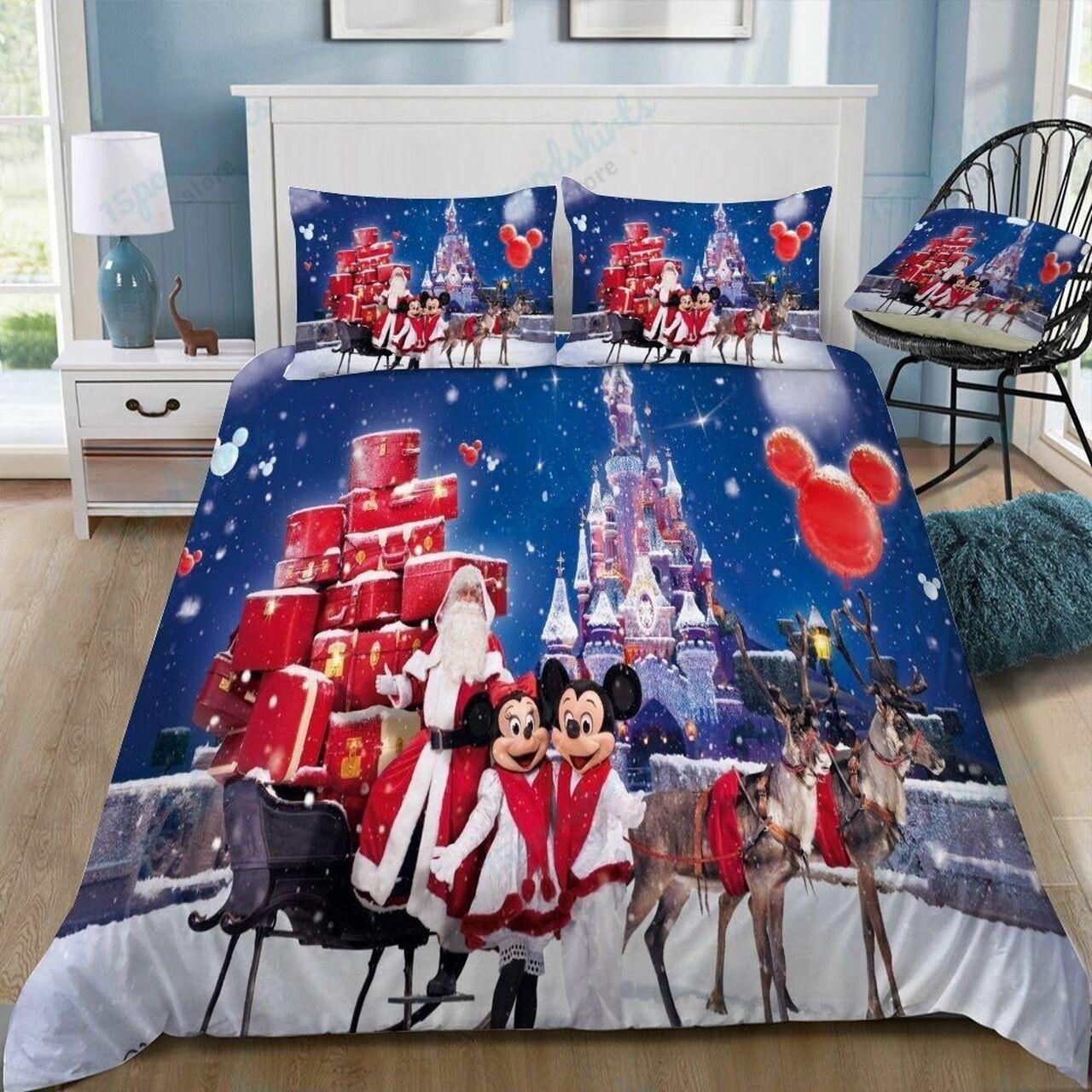 Disney Mickey Mouse And Castle 9 Beautiful Decor For Disney Fan Bedding Set Duvet Cover Meaningful Gift For Love