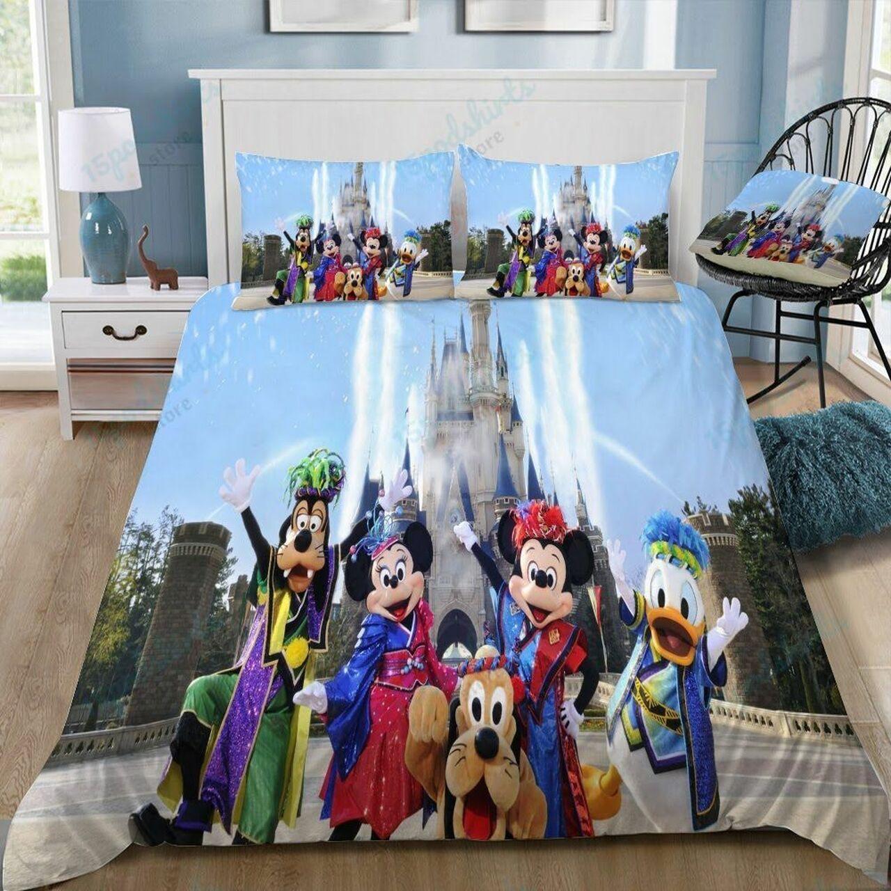 Disney Mickey Mouse And Castle 6 Beautiful Decor For Disney Fan Bedding Set Duvet Cover Meaningful Gift For Love