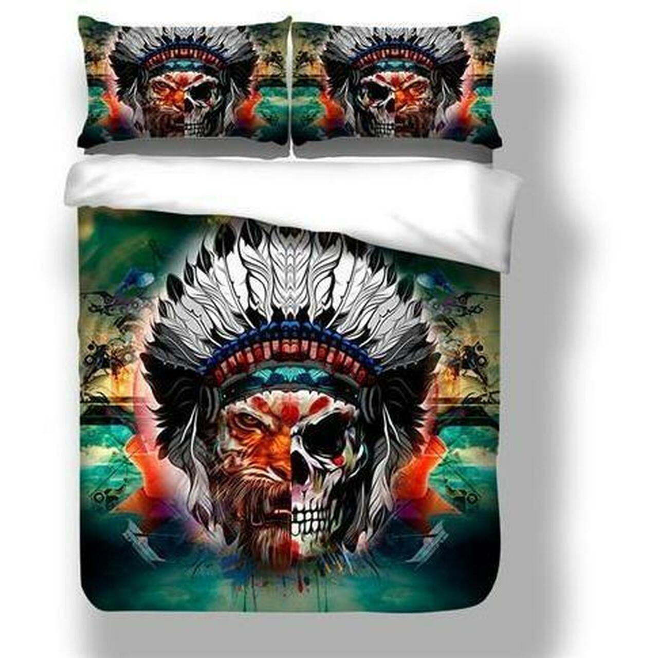 Cool Skull Multi Color Tiger Face Gothic Room Decoration With Home Bed Fitted Bedding Sheet Set Gift For Halloween Season
