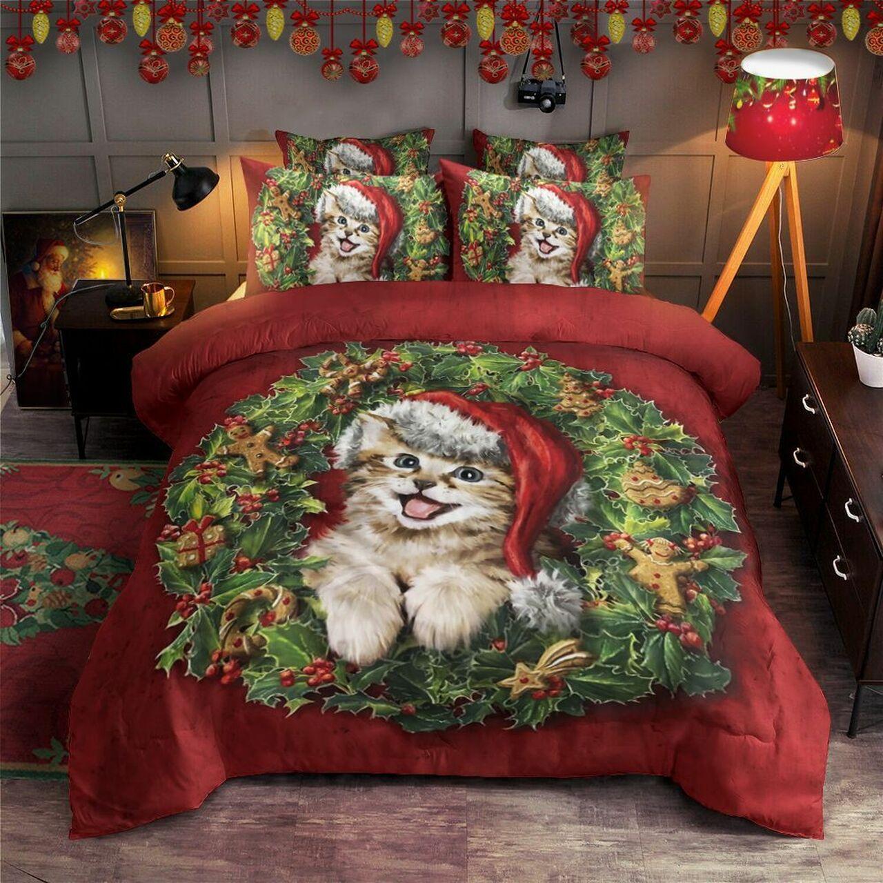 Christmas Cat Ht1811121TsAmazing Christmas Bedroom Decor Duvet Cover Bedding Set With Pillowcase Meaningful Gift For Friend Holiday Season Christmas Gift