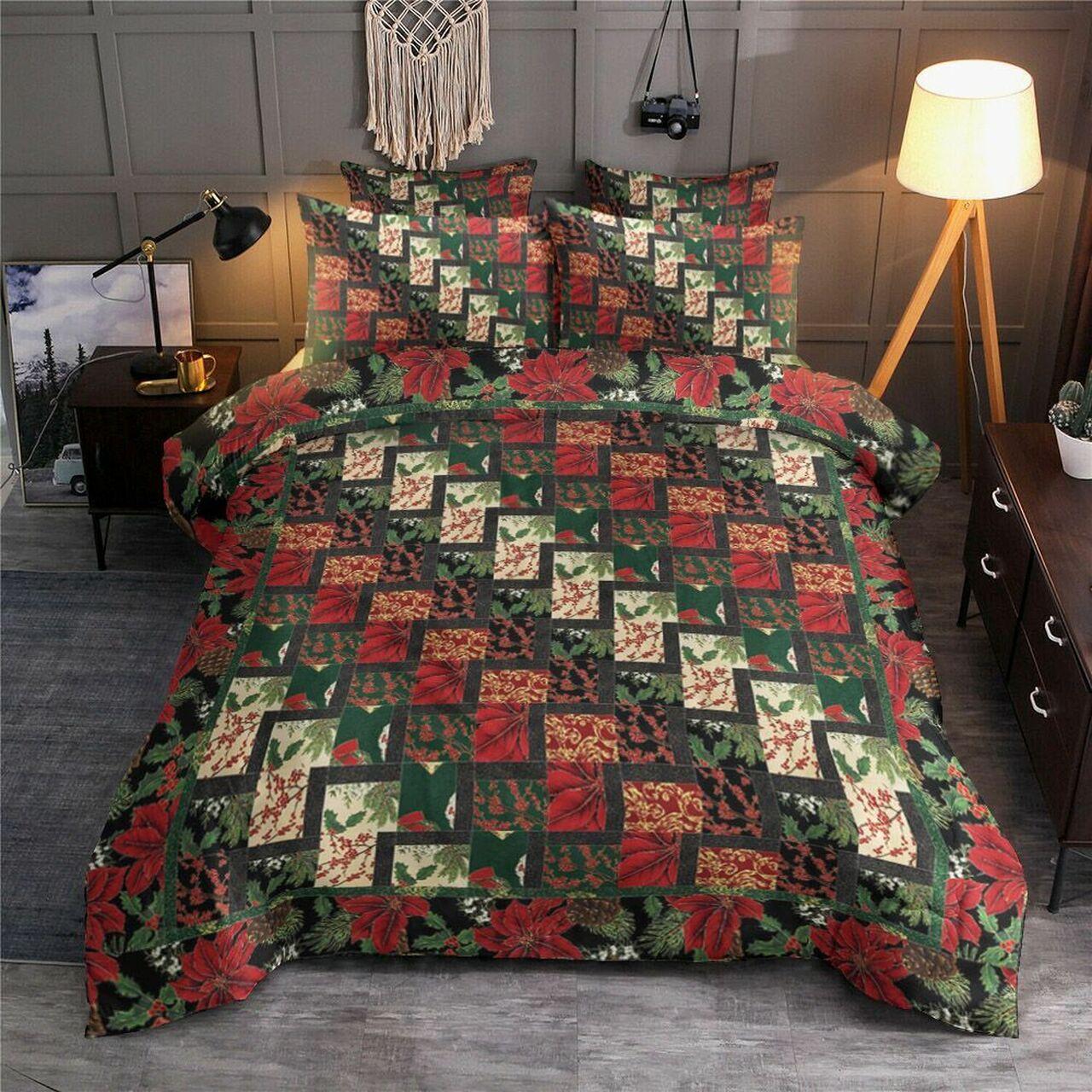 Poinsettia Christmas Ht1912138TsAmazing Christmas Bedroom Decor Duvet Cover Bedding Set With Pillowcase Meaningful Gift For Friend Holiday Season Christmas Gift