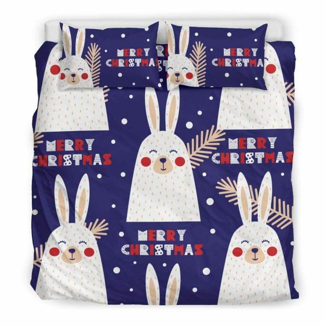 Merry Christmas Bunny Stunning Room Decor Bedding Set Duvet Cover With Pillowcase Meaningful Gift For Kids Friend Family Member Holiday Gift