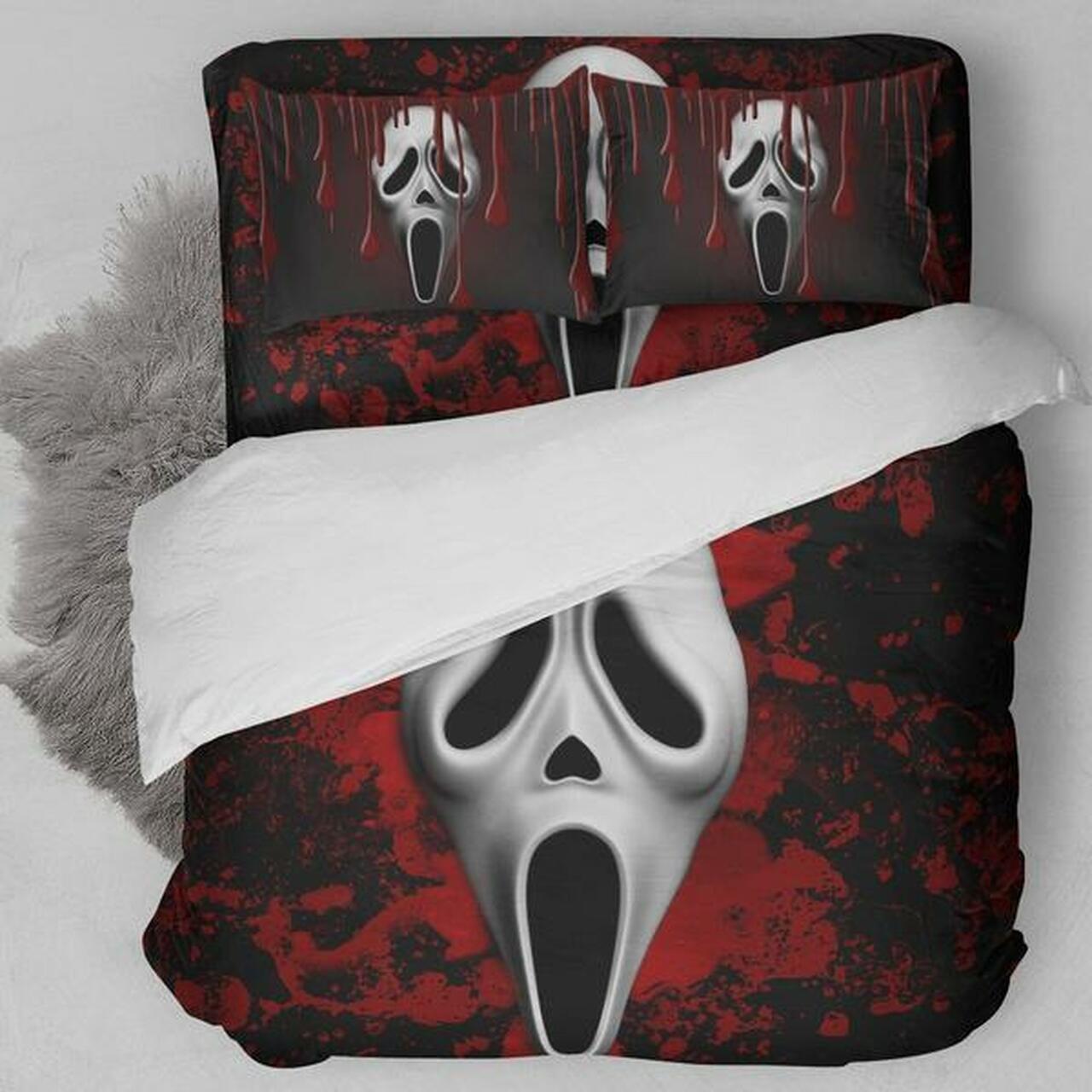 Scream Ghostface Movie Bedroom Decoration Duvet Cover Bedding Set With Pillowcase Amazing Gift For Holiday Season Halloween Christmas Gift