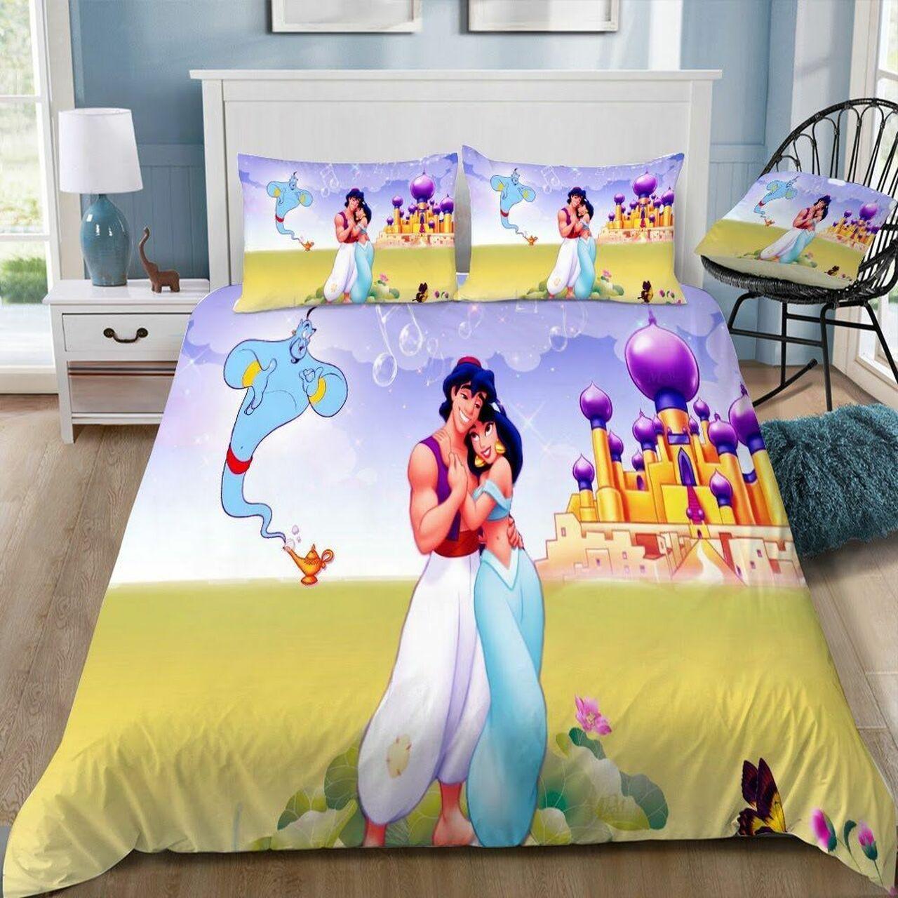 Disney Aladdin And Jasmine 30 Beautiful Decor For Disney Fan Bedding Set Duvet Cover Meaningful Gift For Love