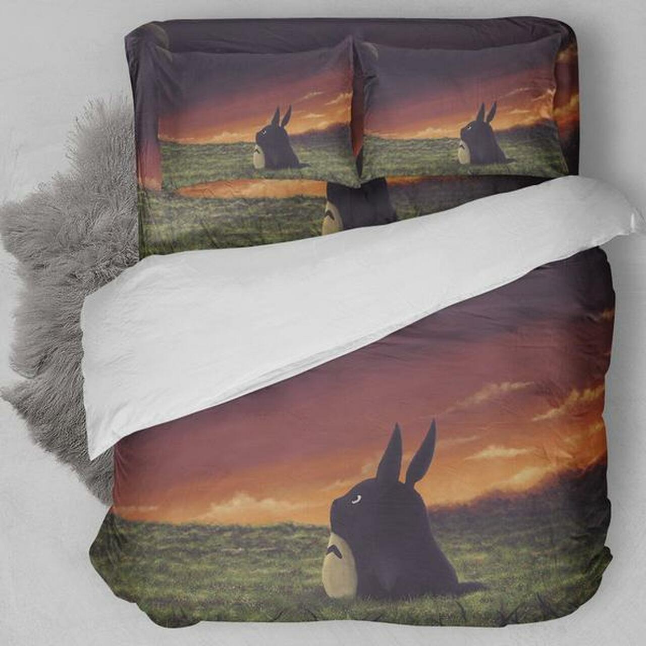 Totoro A Ghibli Alluring Art Bedding Set Duvet Cover With Pillowcase Amazing Gift For Anime Ghibli Lover