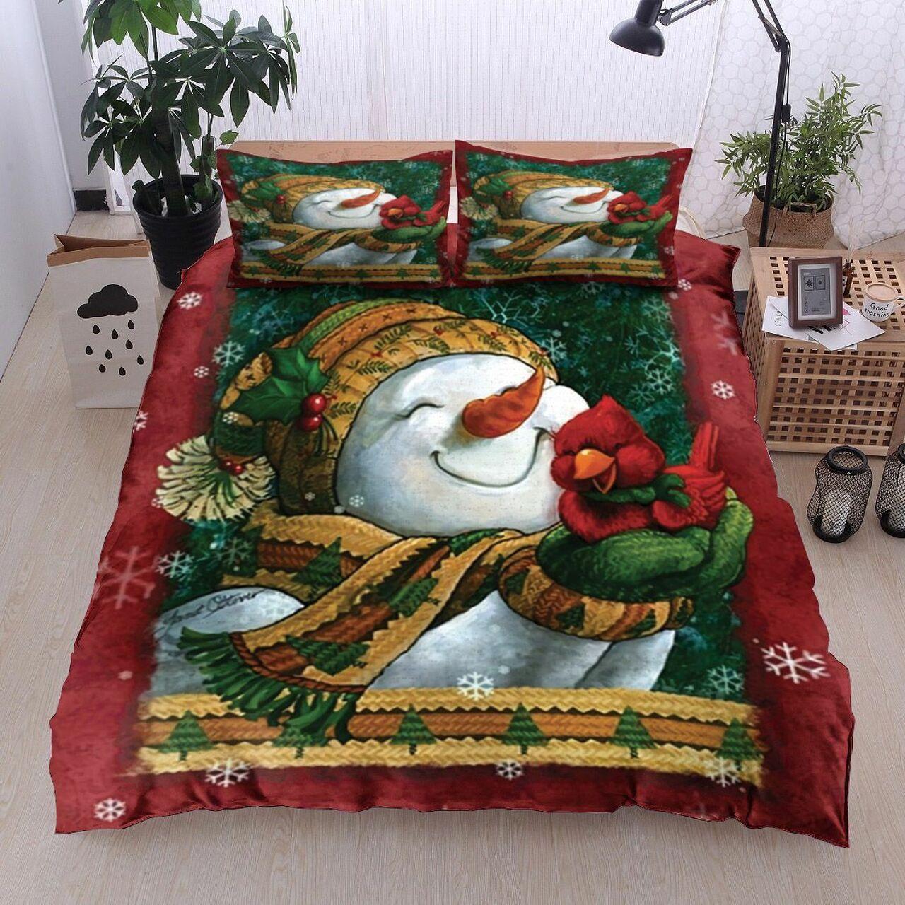 Christmasnowman And Cardinal Bt2111047BsAmazing Christmas Bedroom Decor Duvet Cover Bedding Set With Pillowcase Meaningful Gift For Friend Holiday Season Christmas Gift