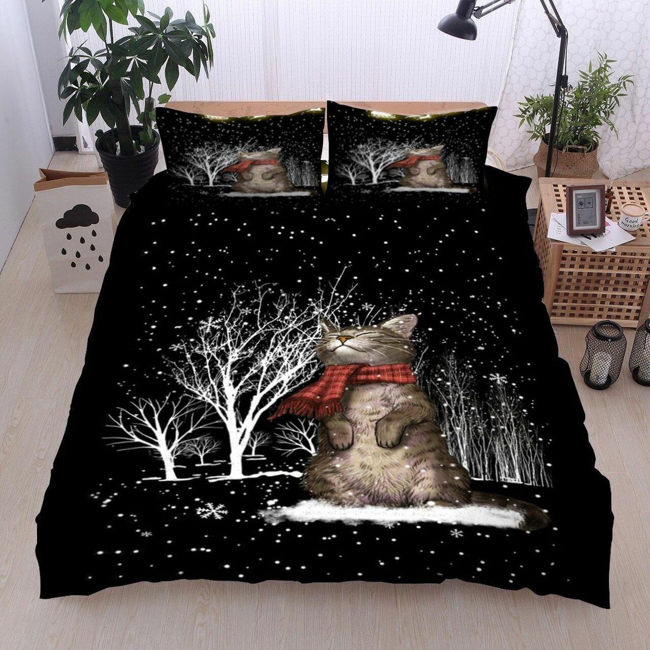 Cat Christmas Warm Reindeer Wishes Cl18110085MdbsAmazing Christmas Bedroom Decor Duvet Cover Bedding Set Meaningful Gift For Friend Holiday Season Christmas Gift