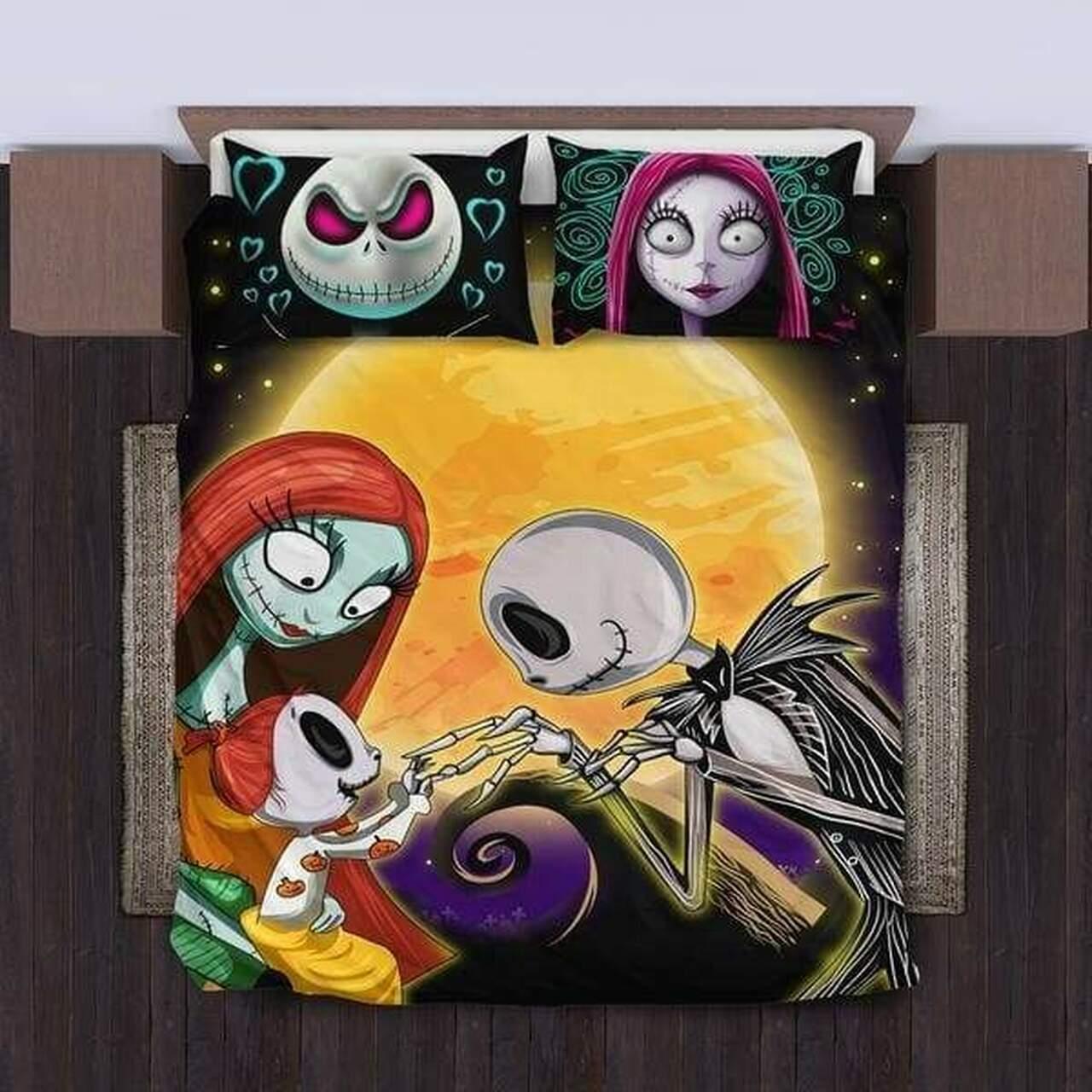 Nightmare Before Christmas Family Amazing Room Decor For Disney Fan Bedding Set Duvet Cover Meaningful Gift For Halloween Christmas