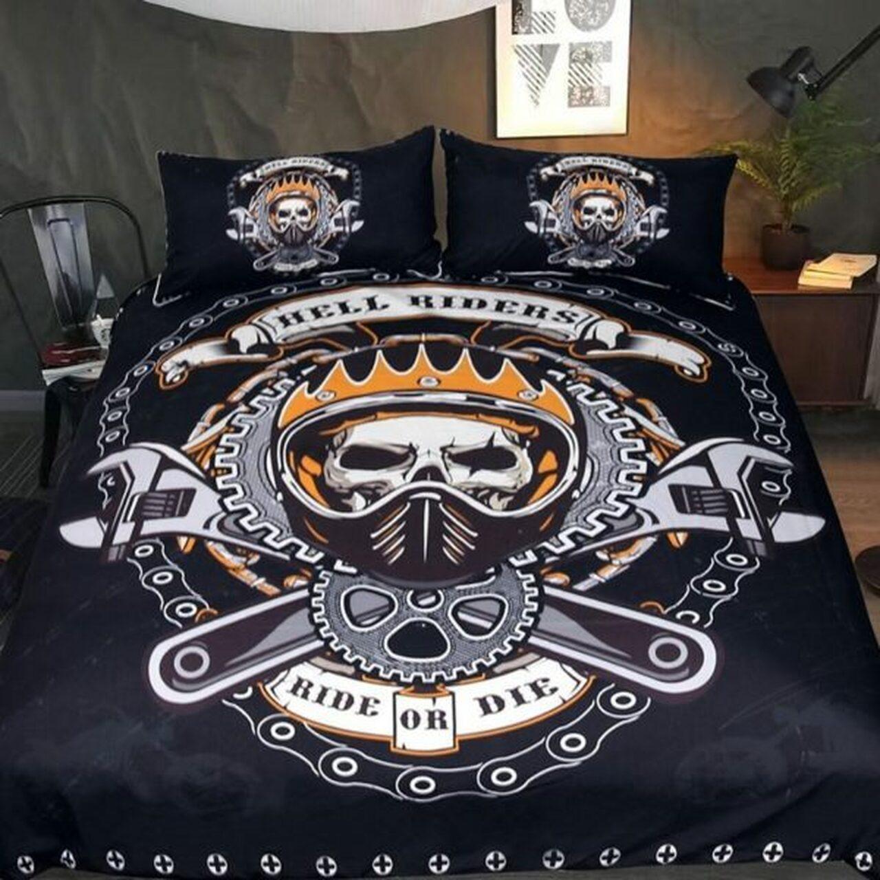 Mechanical Skull Gothic Room Decoration With Home Bed Fitted Bedding Sheet Set Gift For Halloween Season