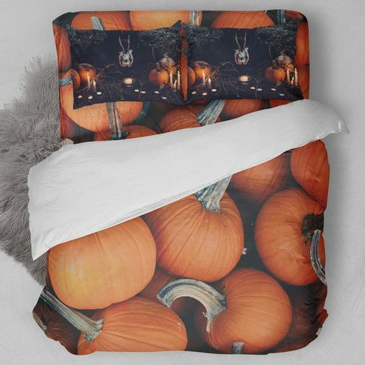 Halloween Pumpkin Amazing Room Decor Gothic Bedding Set Duvet Cover Gift For Halloween Season