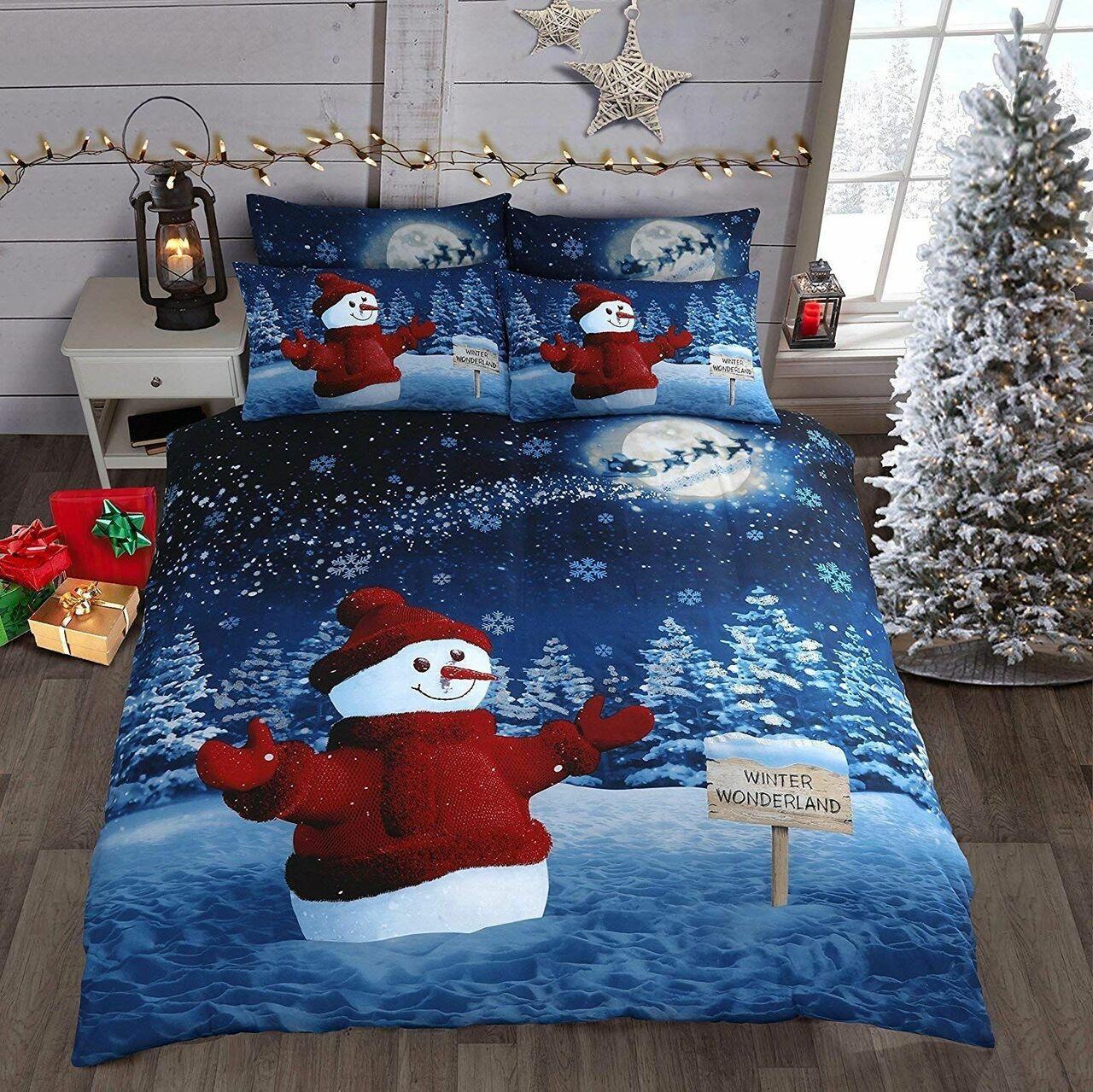 Sparkly Glitter Christmas Winter Wonderlandnowman Cla1612096BsAmazing Christmas Bedroom Decor Duvet Cover Bedding Set Meaningful Gift For Friend Holiday Season Christmas Gift