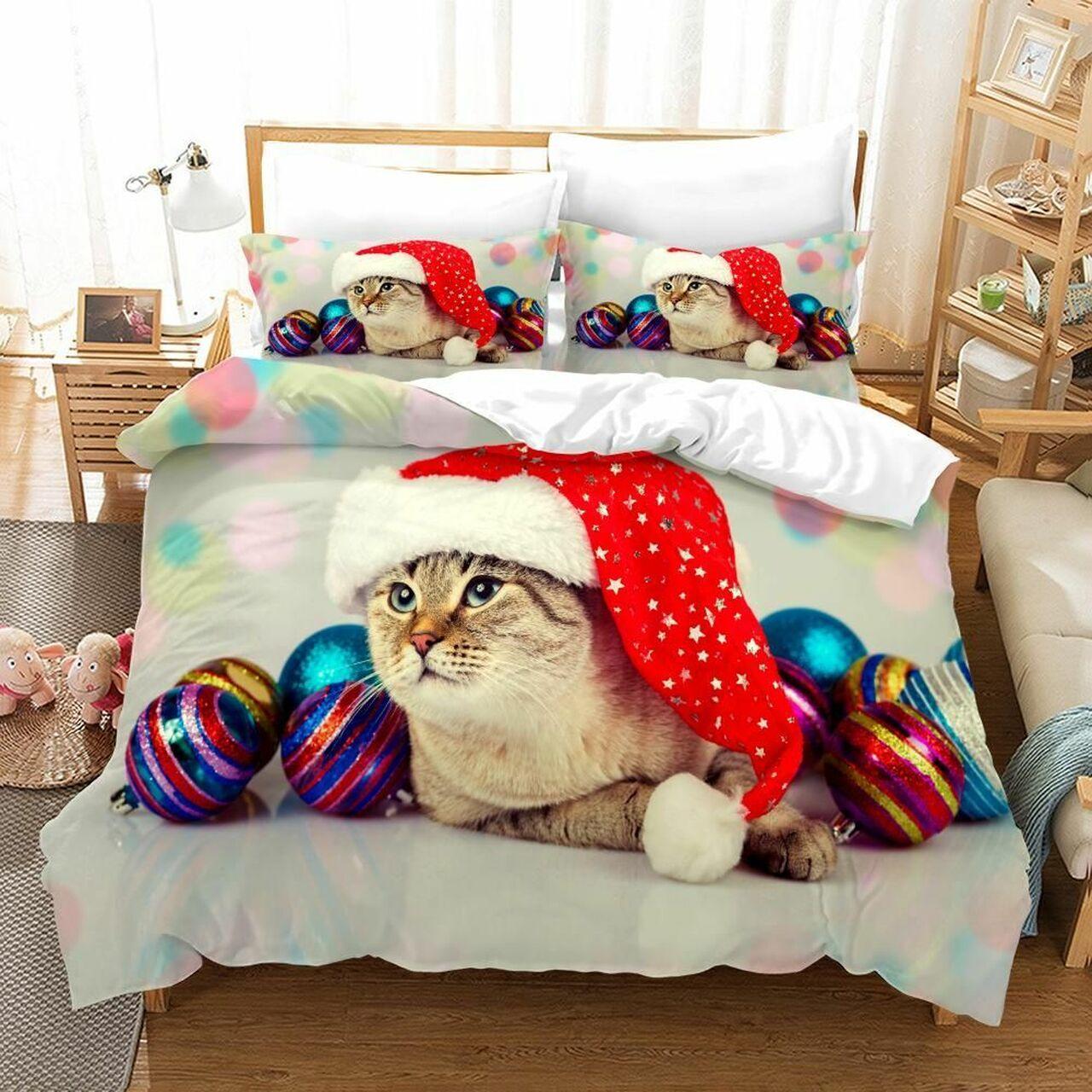 Christmas Cat Clx1701088BsAmazing Christmas Bedroom Decor Duvet Cover Bedding Set With Pillowcase Meaningful Gift For Friend Holiday Season Christmas Gift